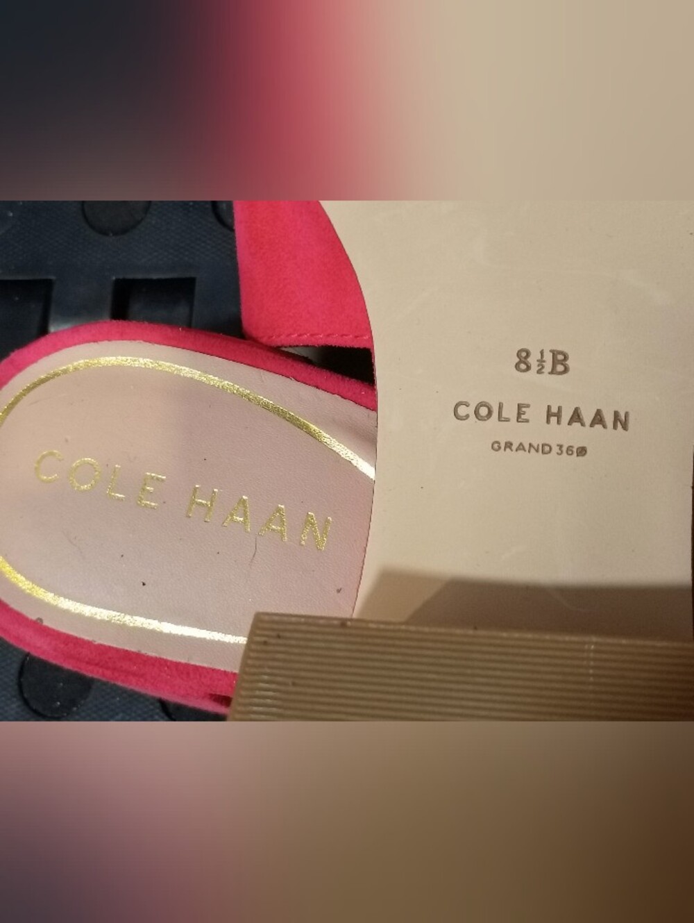 Cole Haan Calli Block Heel Slide in Geranium Suede 8.5 - Picture 5 of 6